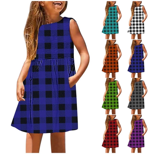 LOVZFMLL Robe d'Été Sans Manches à Paillettes pour Filles, Col Rond, Taille Mi-Haute, Cintrée