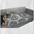thumbnail image 6 of Ethnic Soft Flannel Fleece Throw Blanket, Ethnic Oriental Style Depiction of Lotus Flower in Mandala Pattern, Cozy Plush for Indoor and Outdoor Use, 50" x 70", White and Charcoal Grey, by Ambesonne, 6 of 6