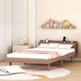 thumbnail image 3 of TICOZE Walnut Twin Platform Bed with USB Charging Port & Storage Headboard - Modern Design with Built-in USB, No Box Spring Needed, Space Saving Bed Frame, 3 of 10