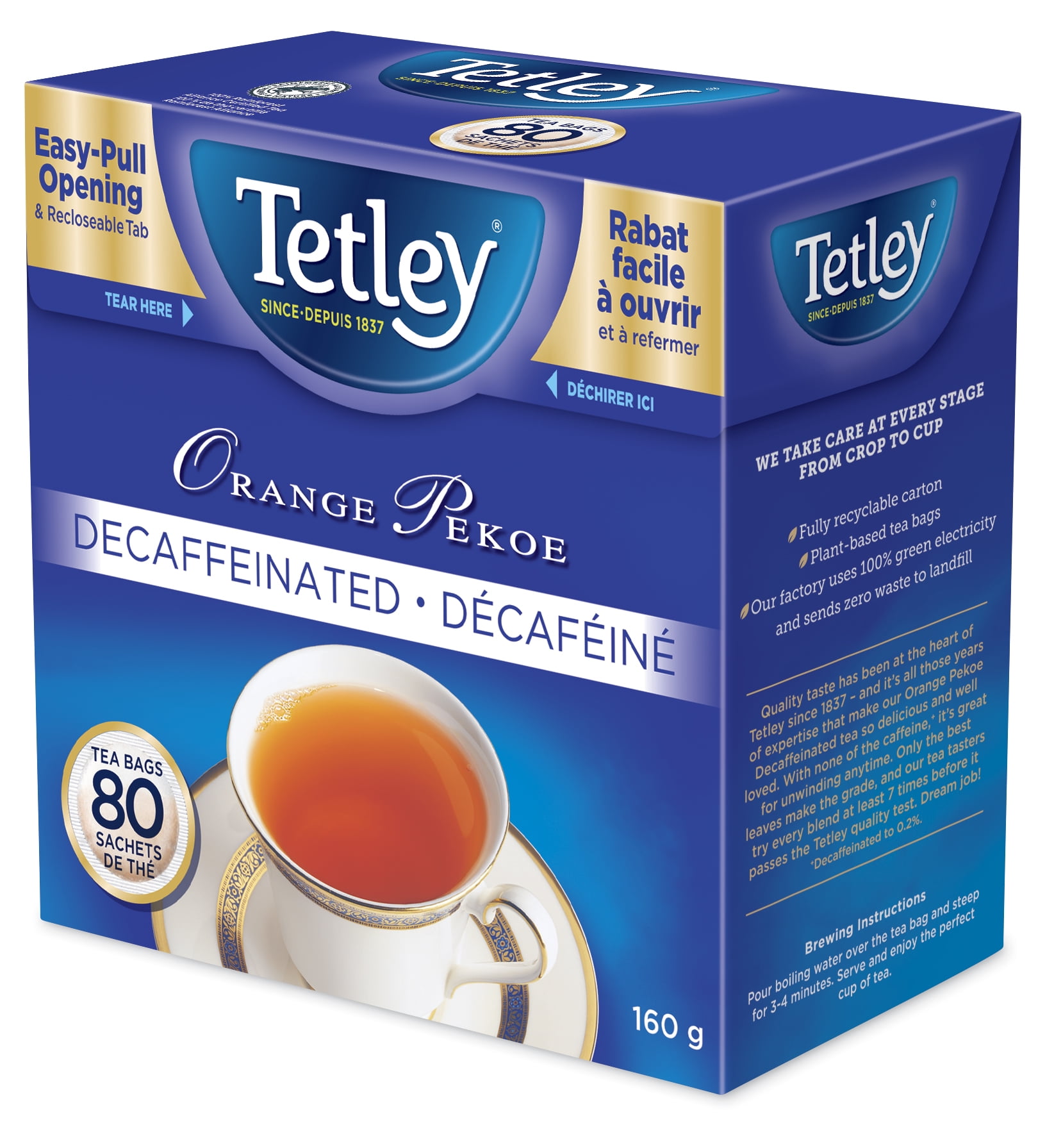 Tetley Orange Pekoe decaffeinated Tea 80 bags - Walmart.ca