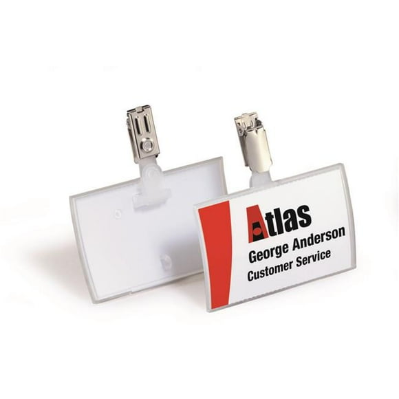 Durable Office Produits 821619 Badge Nom Pli Clic avec Clip de Sangle & 44; Transparent - Boîte de 25