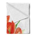 thumbnail image 2 of Watercolor Flower Soft Flannel Fleece Throw Blanket, Pastoral Themed Large Lilies in Vibrant Colors Habitus of Flora Artwork, Cozy Plush for Indoor and Outdoor Use, 60" x 80", Red Green, by Ambesonne, 2 of 5