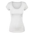 thumbnail image 2 of Essential Basic Scoop Neck Short Sleeve Basic Tee - 3 Pack - Wht, Navy, Red, Medium, 2 of 5