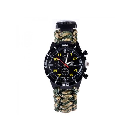 Sports Gear Watch ESOLOM Multifuctional Men's Sport Watch Military Sports Watch Survival Watch Tactical Bracelet Compass Flint Fire Starter Scraper Whistle Gear ()