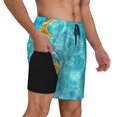 thumbnail image 2 of Yiaed Coral And Seashell On The Beach Print Mens Swim Trunks Bathing Suit Compression Liner Beach Swim Shorts Swimwear Quick Dry Zipper Pocket No-Chafing Board Short-, 2 of 6