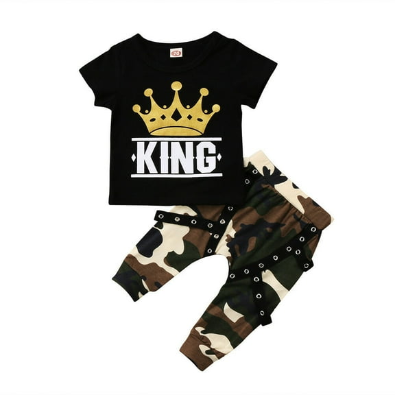 Newborn Kids Baby Boys Summer Tops T-shirt Camo Hip-Hop Pants Toddler Casual 2PCS Outfits Set Clothes 0-5Years
