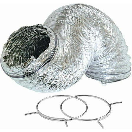 Eastman 60616 Flexible Aluminum Dryer Duct, 4 inch EASX1, 4 in. x 8 ft, Silver