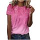 thumbnail image 1 of Camisetas de Manga Corta para Mujeres Moda Impresa Cuello Redondo Camiseta, Lentejuelas Detalle para Primavera Verano Casual Y Fiesta, 1 of 8