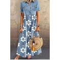 thumbnail image 1 of xiaxaixu Robe en Jean Grande Taille pour Femmes Manches Courtes Col Rabattu Bouton avant Ample, 1 of 2