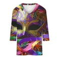 thumbnail image 4 of Cavosen Carnival Day Ladies Blouses 3/4 Sleeve Holiday Mardi Gras V Neck Shirts Mask Graphic Print Blouse Festival Trendy Tops Loose Workout T-Shirts Party Shrove Tuesday Themed Tees 5XL, 4 of 4