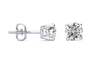 1 3 4ct Round Diamond Stud Earrings Set in Platinum by
