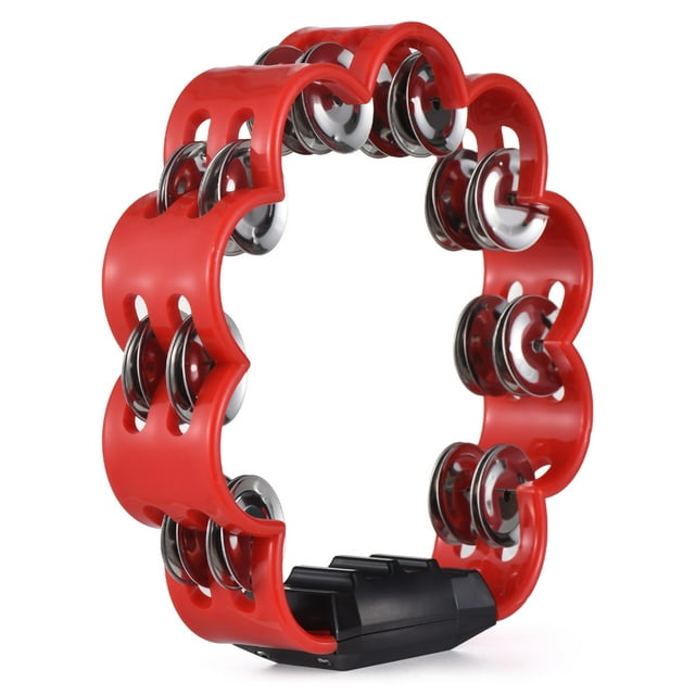 Tambourin à Main Rouge avec Jingles en Métal Croquants, Instrument de Percussion Durable en ABS et Acier Inoxydable - Jouet Musical Parfait et Cadeau de Fête pour Réunions de Famille, Activités en Classe, Anniversaire et