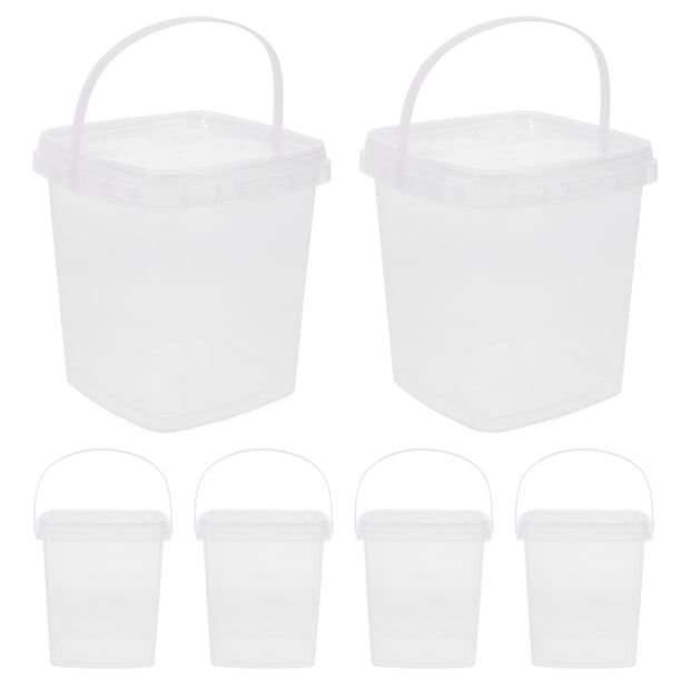 ColoMX 6 piezas de cubo transparente con cubo de comida para tapa para helado té de té fruta de té yogurt 1l