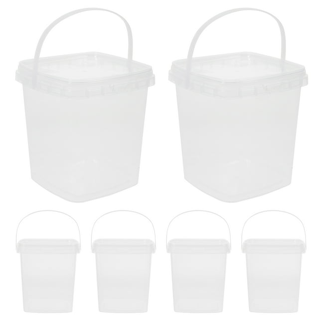 ColoMX 6 piezas de cubo transparente con cubo de comida para tapa para helado té de té fruta de té yogurt 1l
