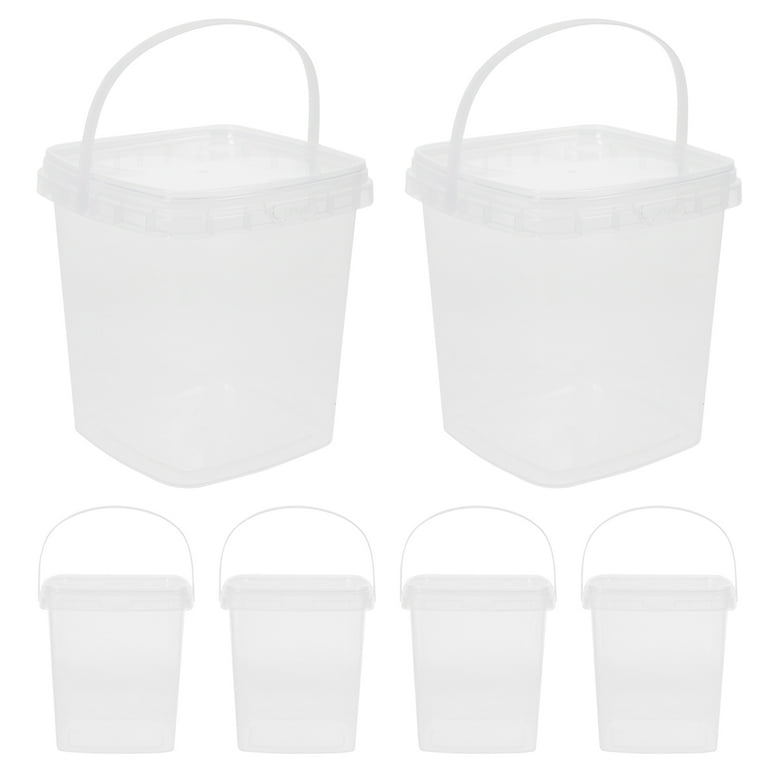 1 Gallon Clarified Square Plastic Pail w/Plastic Handle