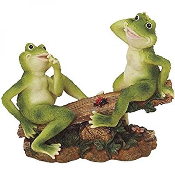 George S. Chen Imports SS-G-61041 2 Frogs on Seesaw Garden Decoration Collectible Figurine Statue Model