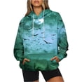 thumbnail image 7 of TFEOQRY Hooded Sweatshirts for Women Loose Halloween Related Printed Pullover Long Sleeve Hooded Tops Sweatshirt Blue, 7 of 7