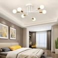 thumbnail image 6 of 6-Light Industrial Metal Semi Flush Mount Chandelier - Modern Ceiling Light Fixture (5 Colors Optional) for Bedroom, Dining Room, Living Room, Kitchen, Hallway, 6 of 8