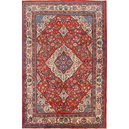 One-of-a-Kind Vegetable Dye Floral 9x13 Sarouk Oriental Area