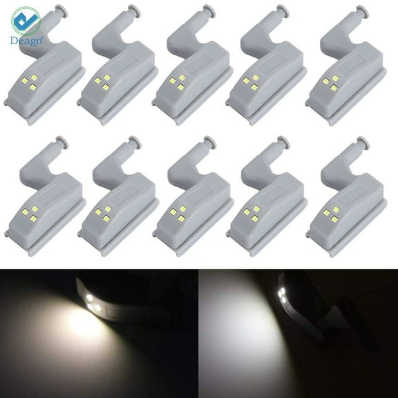 Deago 20pcs Universal Cabinet Cupboard Hinge LED Sensor Light for Kitchen Living Room Bedroom Wardrobe Night Lights (White)