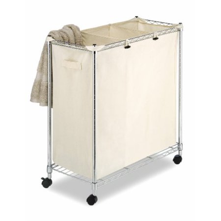 whitmor 3 section rolling supreme laundry sorter with removable canvas bags