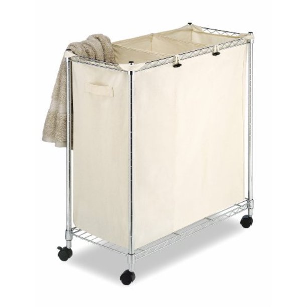 whitmor 3 section rolling supreme laundry sorter with