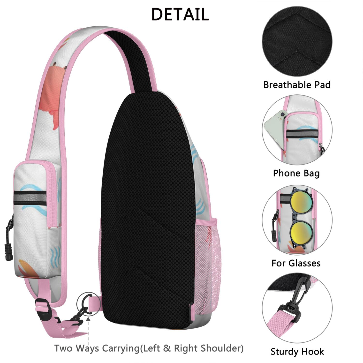 Chest Bag Crossbody Shoulder Bag Adjustable Shoulder StrapTravel Sling Bag for Men Women Travelers Marine Adorable Crab
