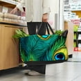 thumbnail image 6 of Peacock Feathers Large Capacity Reusable Oxford Cloth Grocery Basket - Foldable Shopping Bag for Picnics & Shopping, 6 of 7