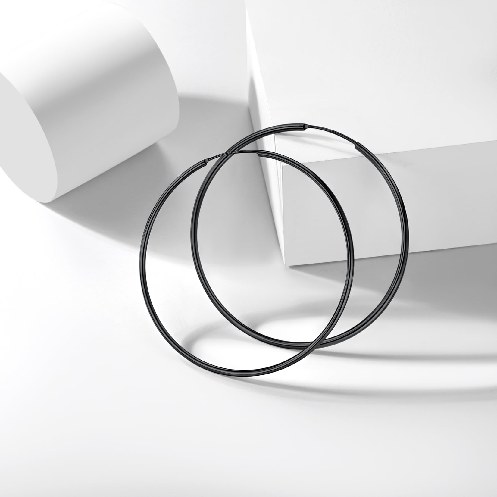 Suplight 925 Sterling Silver Women Silver Earrings Small Large Thin Endless Hoop Earrings 15/20/30/50/70mm