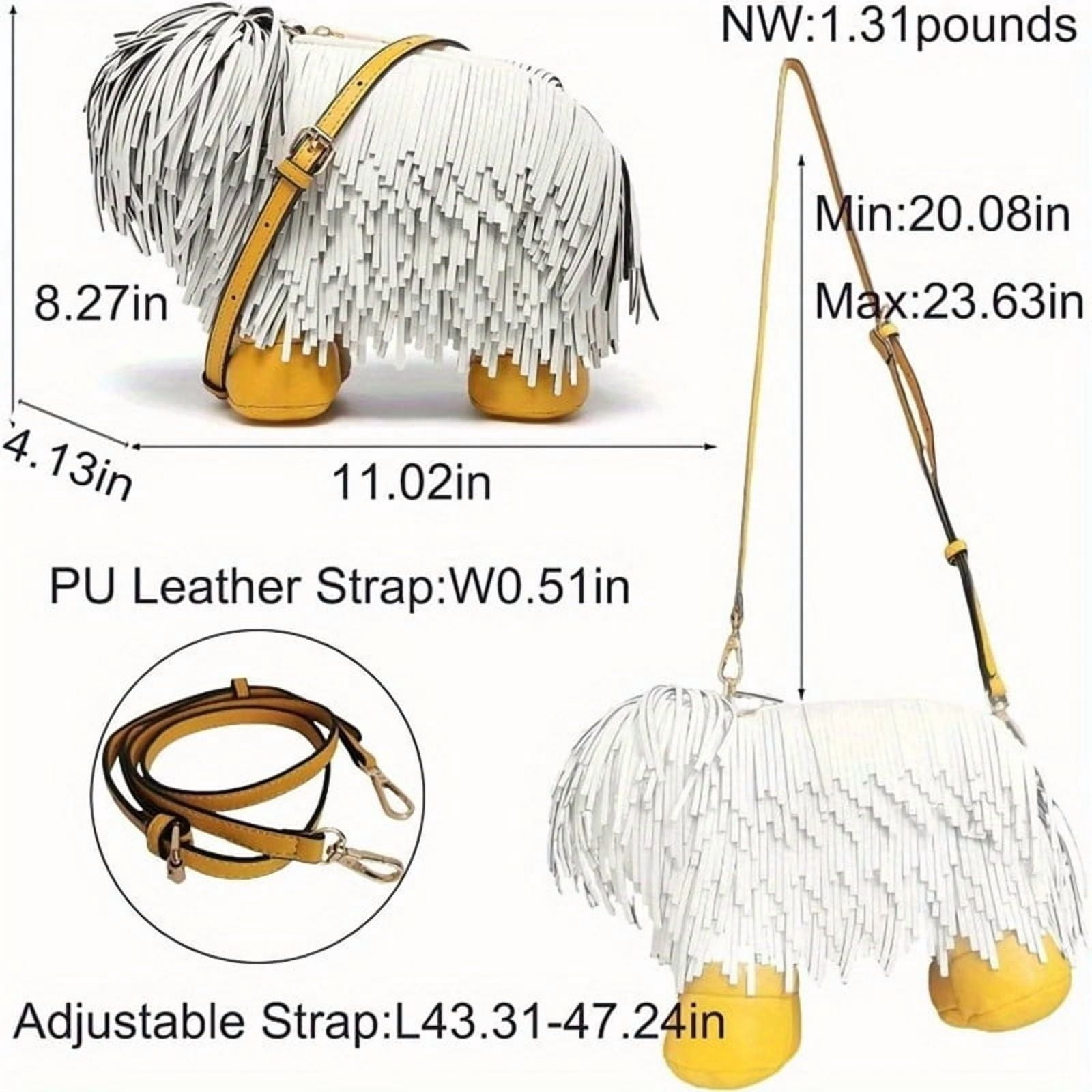 Womens Dog Shaped Shoulder Bag - PU Leather Crossbody Bag with Tassel and Gold Hardware, Zipper Closure, Adjustable Shoulder Strap, Portable Cute Small Bag for Daily Use Travel (1 Pack, Gold)
