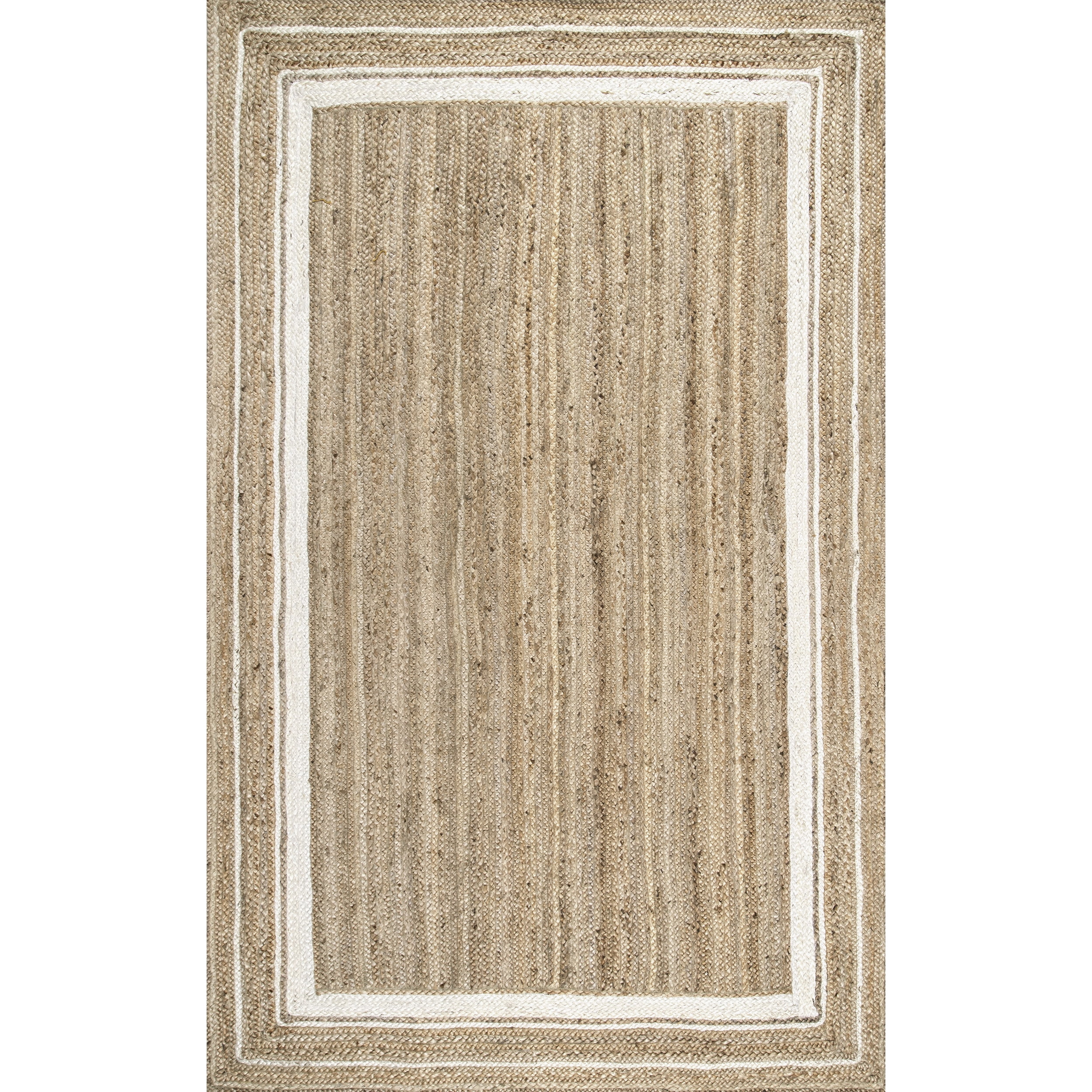 nuLOOM Rikki Braided Border Jute Accent Rug, 3' x 5', Off White