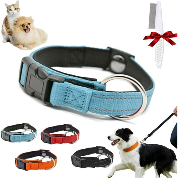 Pawliberation Collar, Pawliberation Magnetic Dog Collar, Material   Heavy-Duty Buckle, Double Layer Reflective Dog Collar Waterproof,Perfect for Senior Dogs (Blue)