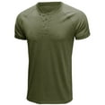 thumbnail image 4 of Mens Shirts Summer Clearance Men Short Sleeve Casual Fashion Round Neck Pullover Buttons T Shirt Blouse, 4 of 5
