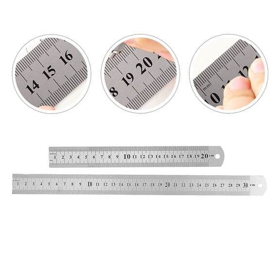 Soimiss 2Pcs Professional Stainless Steel Dual Side Rulers for Drawing Woodworking Design