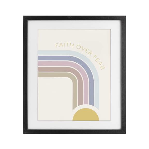Stupell Industries Eclectic Faith Over Fear Rainbow Black Framed Print Under Glass, 13 x 16, by SD Graphics Studio