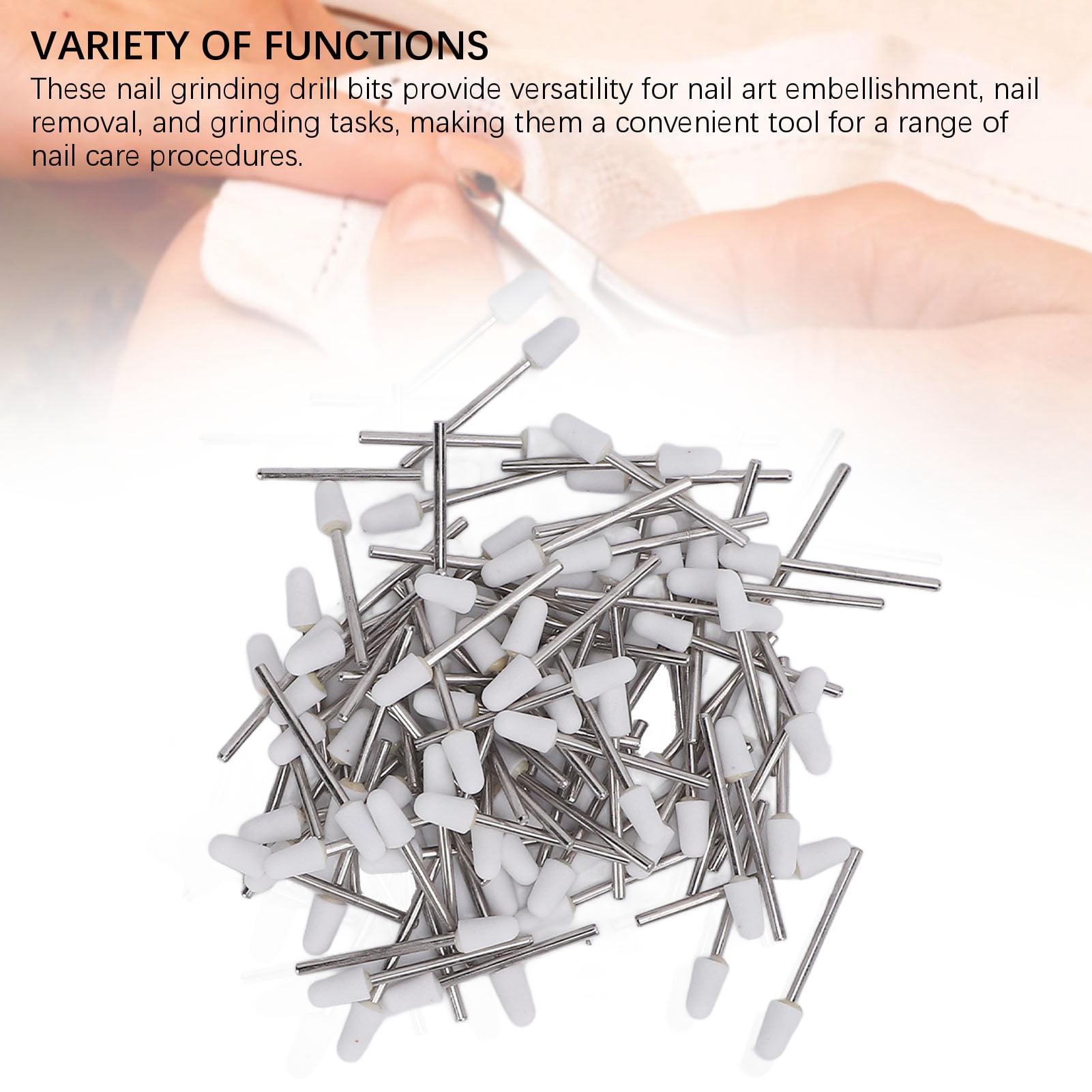 Rupoun 100 Pcs Quartz Tungsten Steel Nail Drill Bits Set, Professional Electric File Replacements for Manicure Machine, Cuticle Remover & Acrylic Gel Prep Kit, Multi Functional Rotating Tools