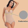 thumbnail image 2 of Underwire White Bodysuit Women Shapers Stretch Solid Color Silky Underwear Bodysuits Shapewear Burgundy, 2 of 5