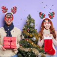 thumbnail image 3 of 18 Piezas Decoraciones de Disfraces de Fiesta de Navidad Gafas de Fiesta de Brillo de Navidad Sombreros de Papá Noel No Tejidos Campanas de Navidad, 11 Feliz Sencillez, 3 of 5