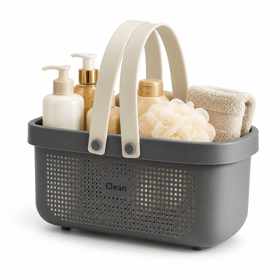ESIYTGOP Portable Shower Caddy Tote Plastic Storage Basket with Soft Silicone Handle, Large Bathroom Organizer Basket for Soap Shampoo Hair Supplies and Beauty Products, Dorm Room Gym Kitchen Bedroom