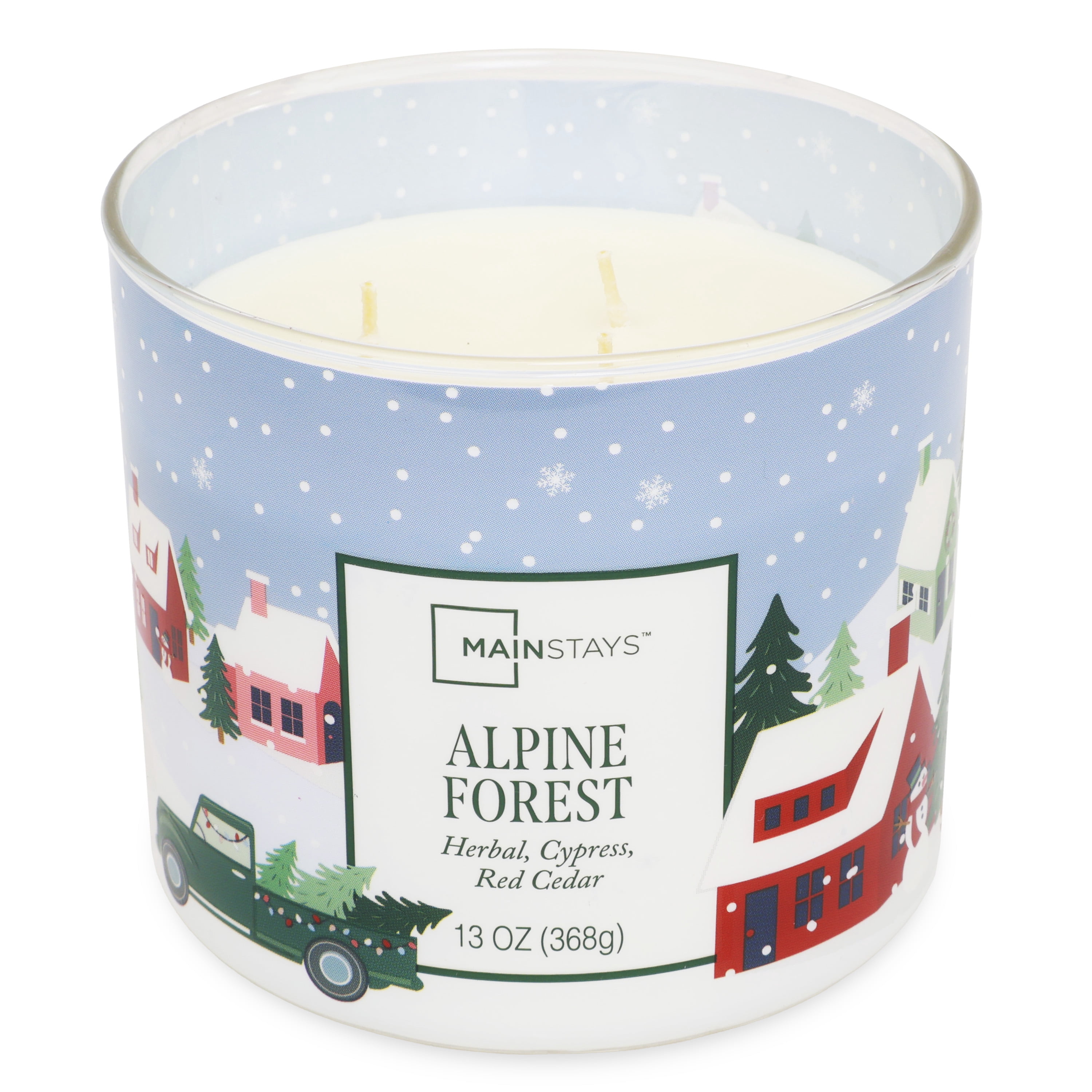 Mainstays 3-Wick Alpine Forest Scented Candle with a Truck Farm Scene Wrap, 13-Ounce