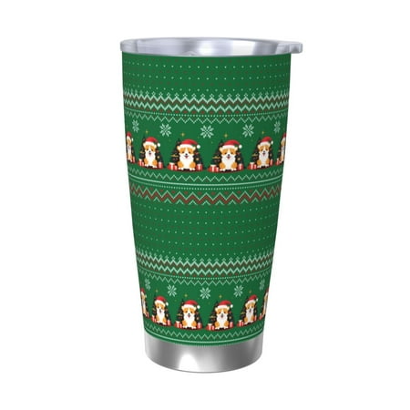 

Zeuib Christmas Corgis Printed 20oz Stainless Steel Insulated Car Cup Stainless Steel Thermal Cup Vacuum Insulated Leak-proof Travel Mug Cup-Without Straw