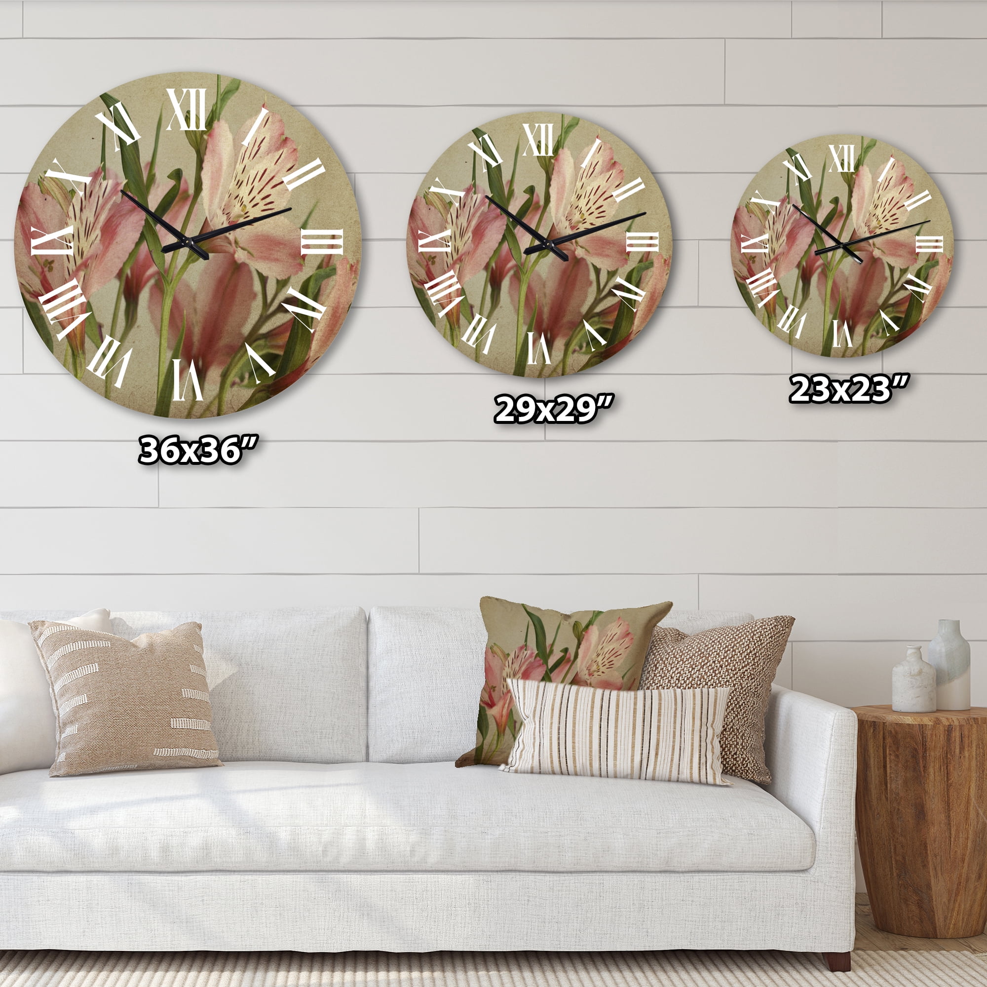 Designart 'Retro Alstroemeria Flower' Traditional Wall Clock