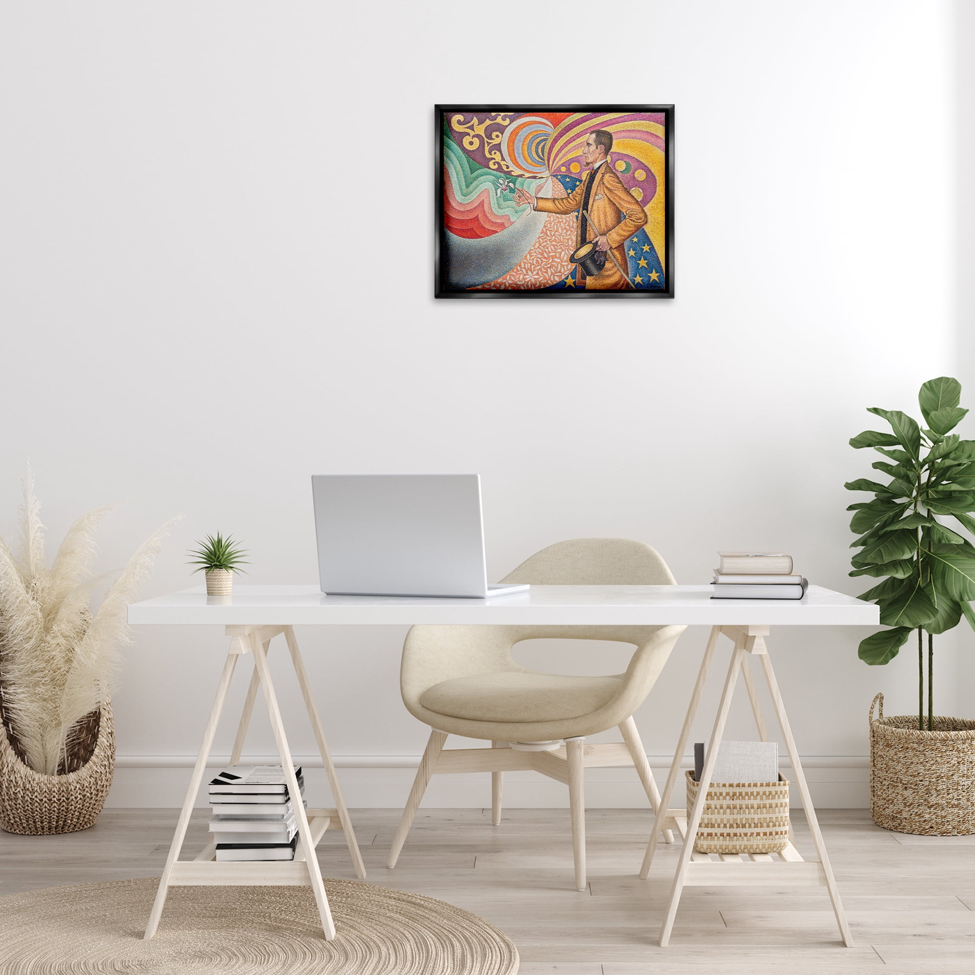 Stupell Industries Classical Georges Signac Painting People Painting Black Floater Framed Canvas Art Print Wall Art, 21 x 17