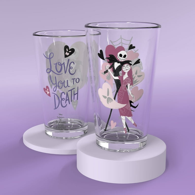 Zak Designs Glass Pint 16 oz Disney Nightmare Before Christmas Jack & Sally  Tumblers, Set of 2 