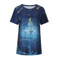 thumbnail image 3 of Pompotops Mode Femme Été Col Rond Manches Courtes Imprimé T-shirt Décontracté Blouse, 3 of 7