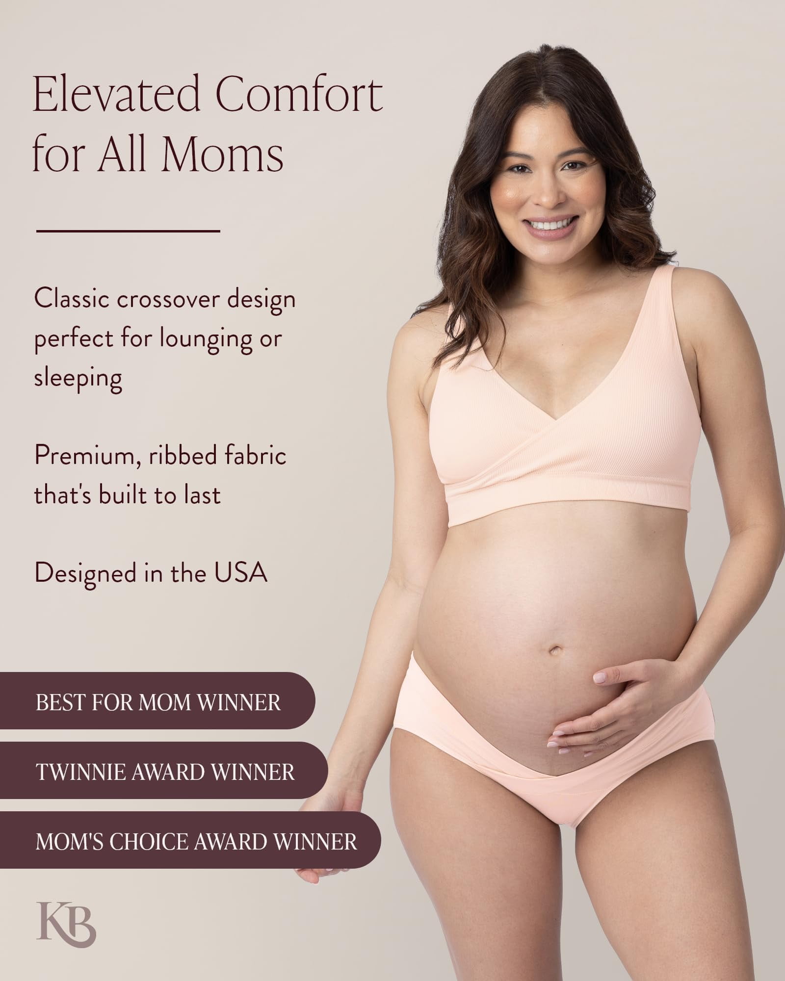 Kindred Bravely Sublime Adjustable Crossover Busty Nursing Bra | Wireless Maternity Bra for F, G, H, I Cups (Soft Pink, 1X-Busty)