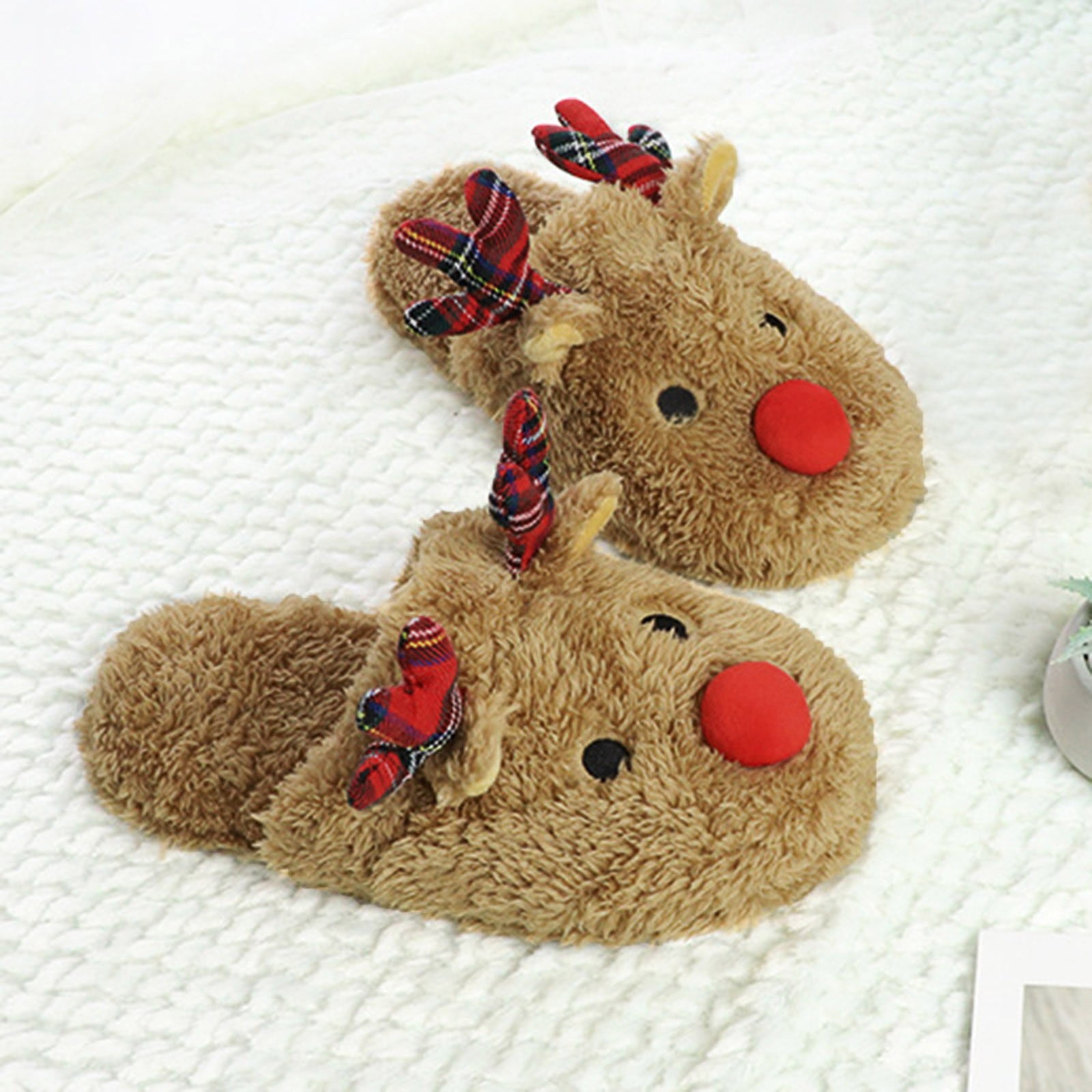 Pantoufles De Noël Pour Femme - Velours Imitation Agneau - Antidérapantes - Confortables