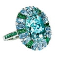 thumbnail image 2 of SmartBy Luxury Women Faux Emerald Aquamarine Flower Ring Wedding Party Jewelry Gift, 2 of 5