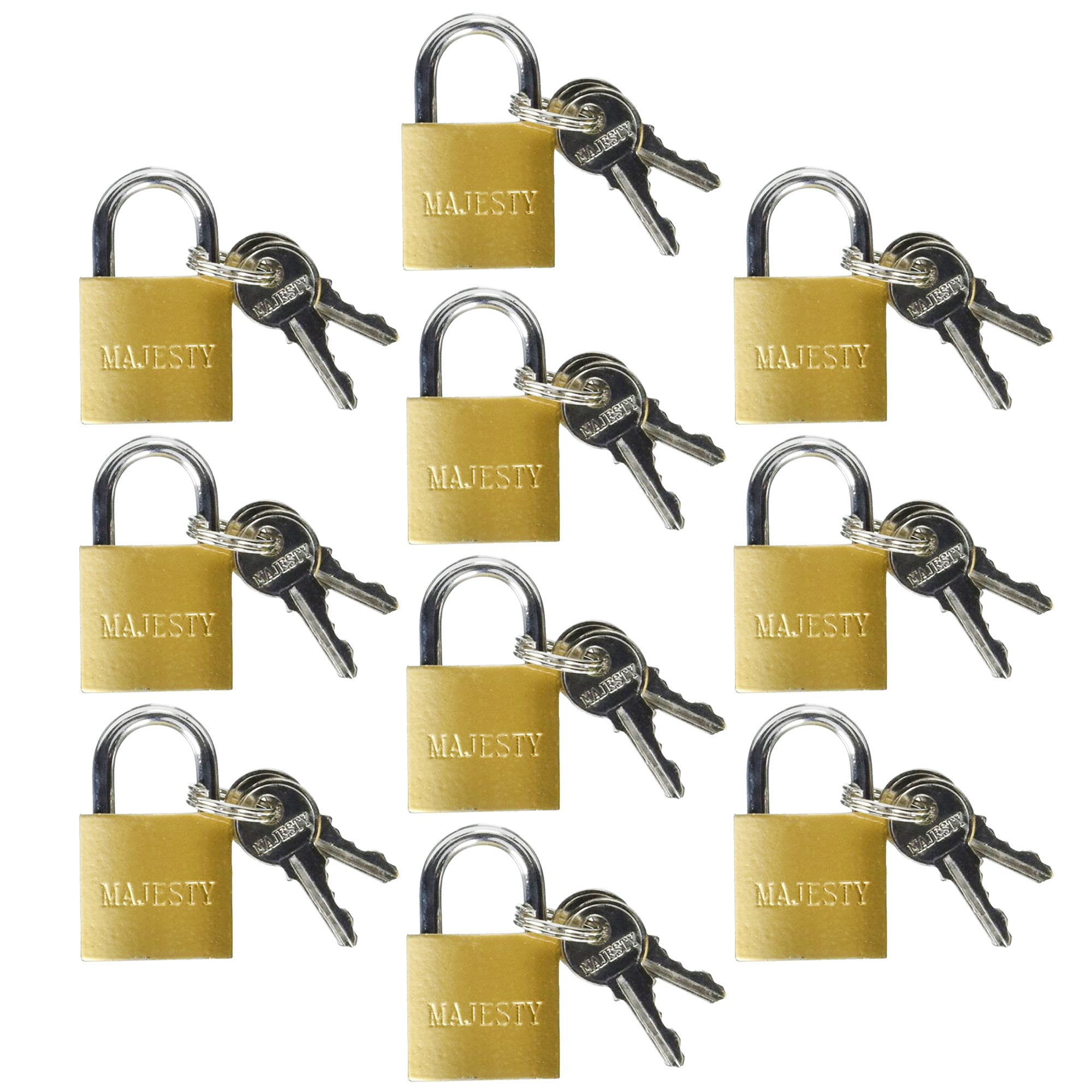 Wideskall 10 Pcs 25mm Solid Brass Mini Padlock Set Pad Locks w/ 2 Keys for Locker Luggage