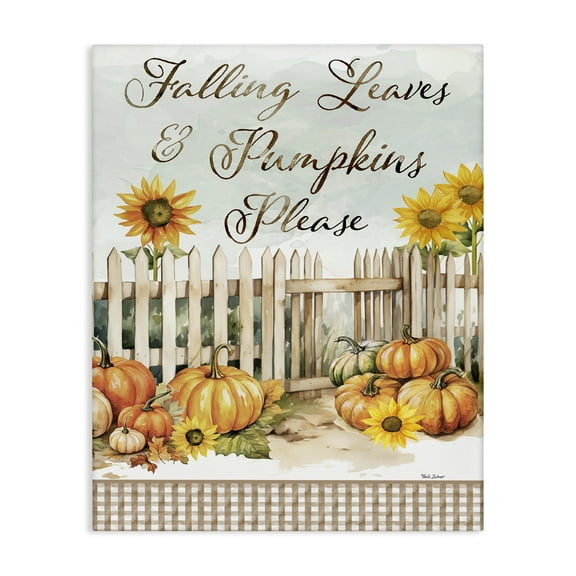 Stupell Industries Pumpkins Please Sentiment Botanical & Floral Painting Gallery Wrapped Canvas Art Prints Wall Art, 16 x 20